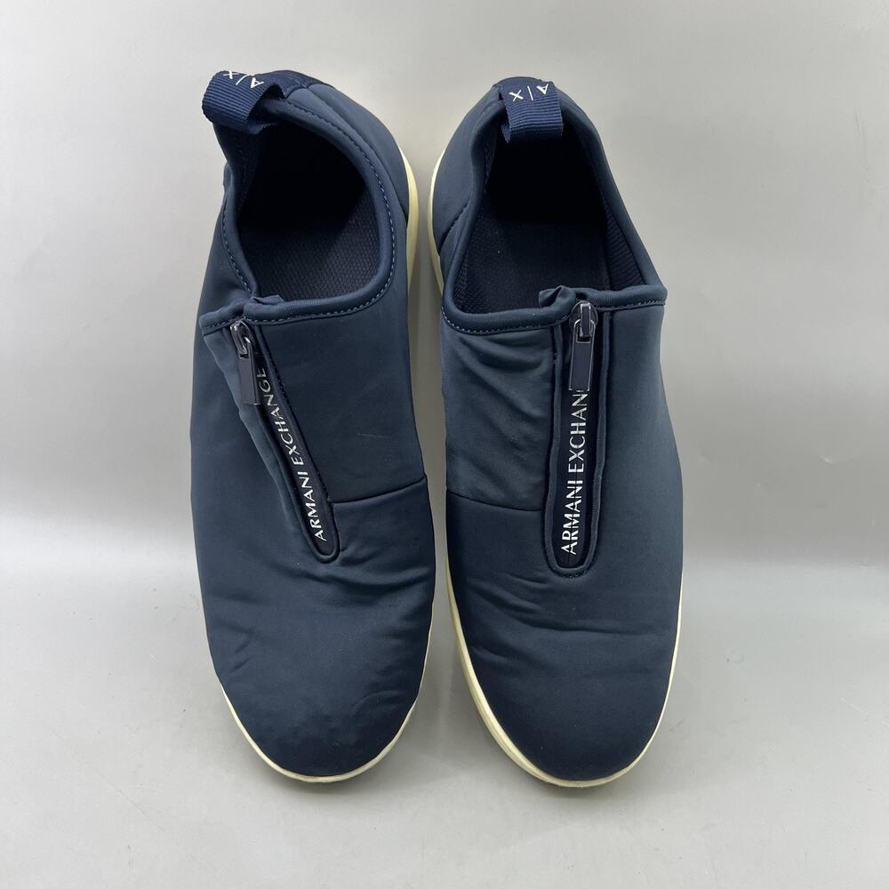 Armani Exchange Action Zip Up Sneakers Men Size 11 Blue Elastic Comfort Shoes - Picture 5 of 10